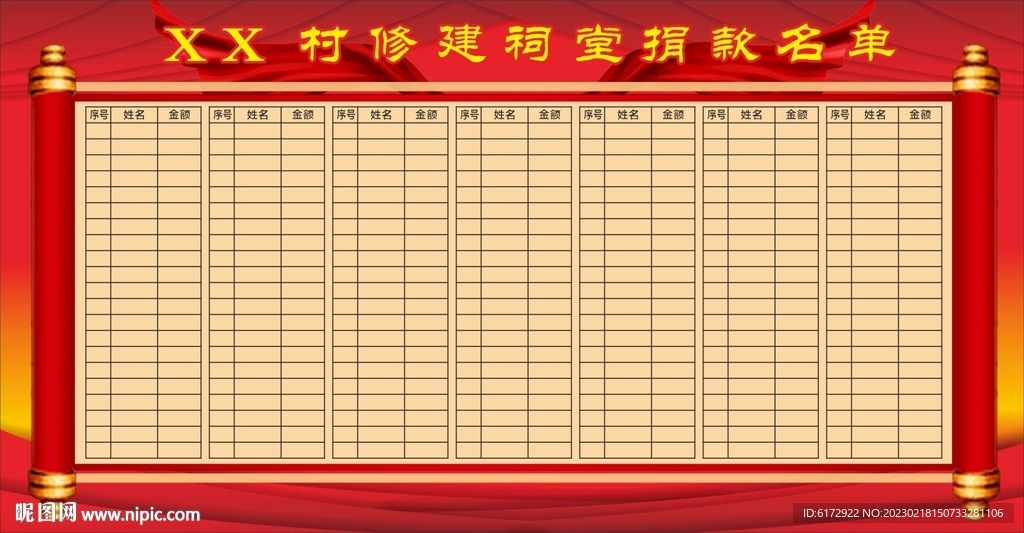 修建祠堂捐款名单