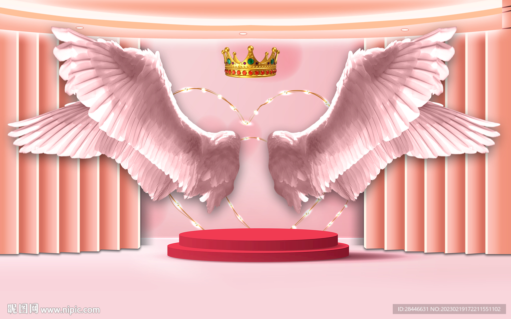 网红直播翅膀背景墙