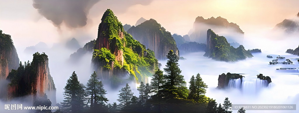 山水仙境背景墙