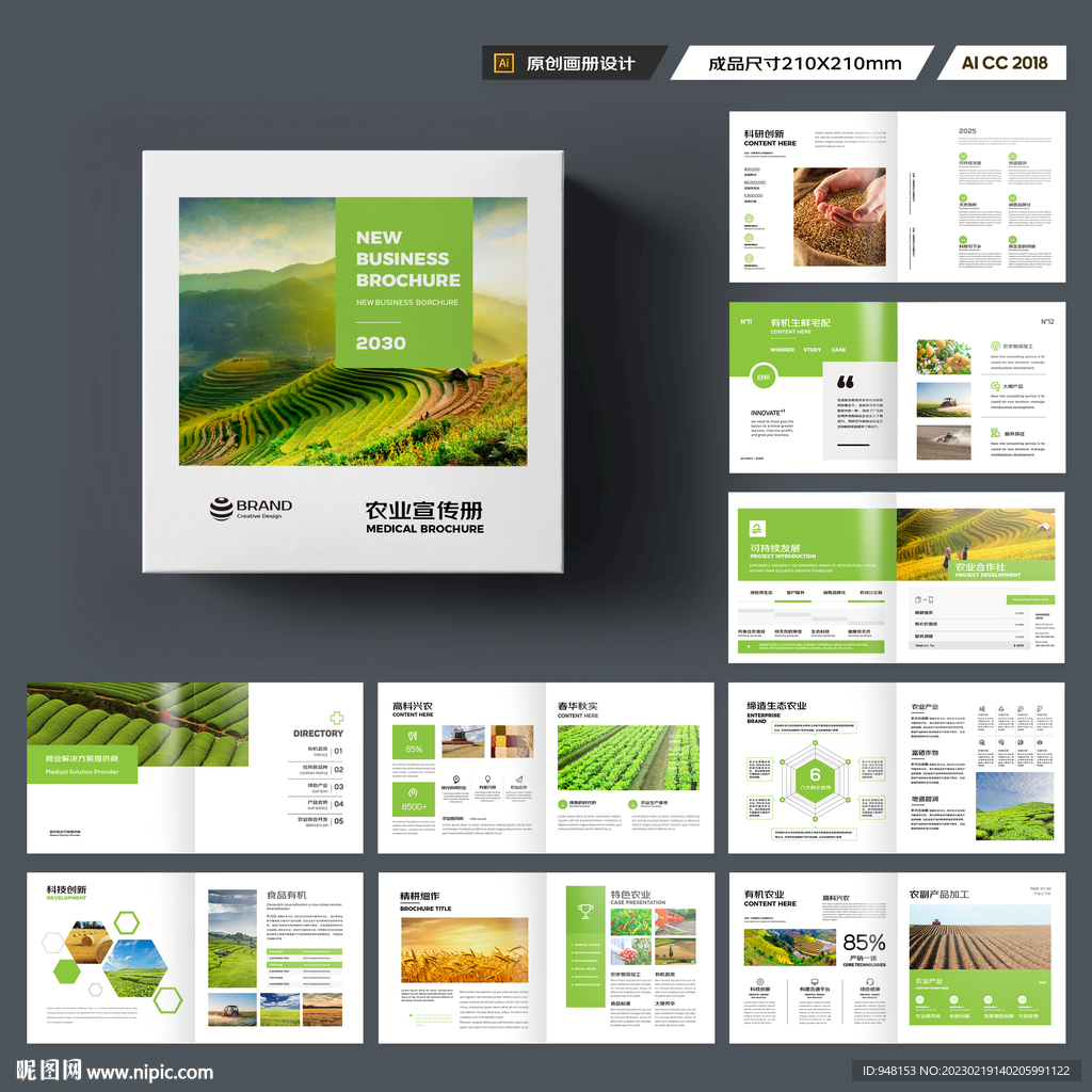 方形农业画册模板