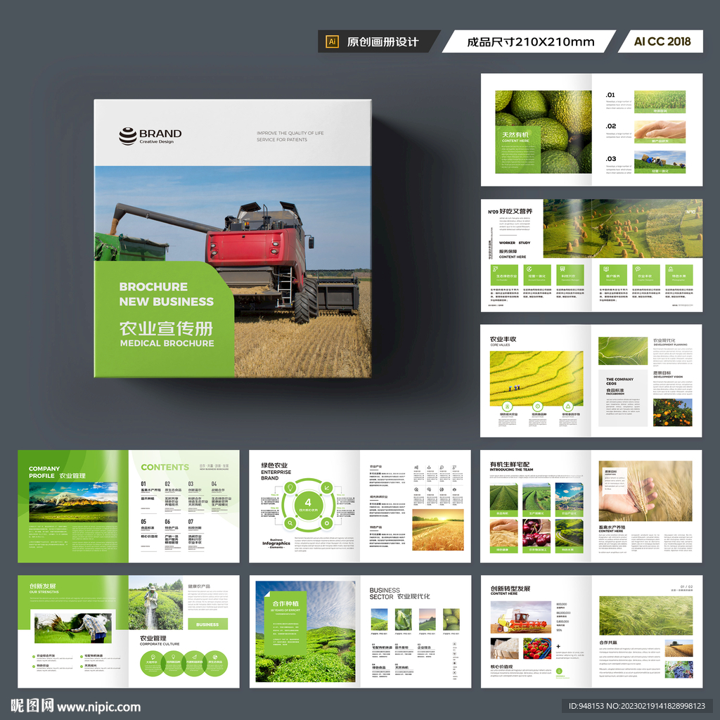 方形农业画册模板