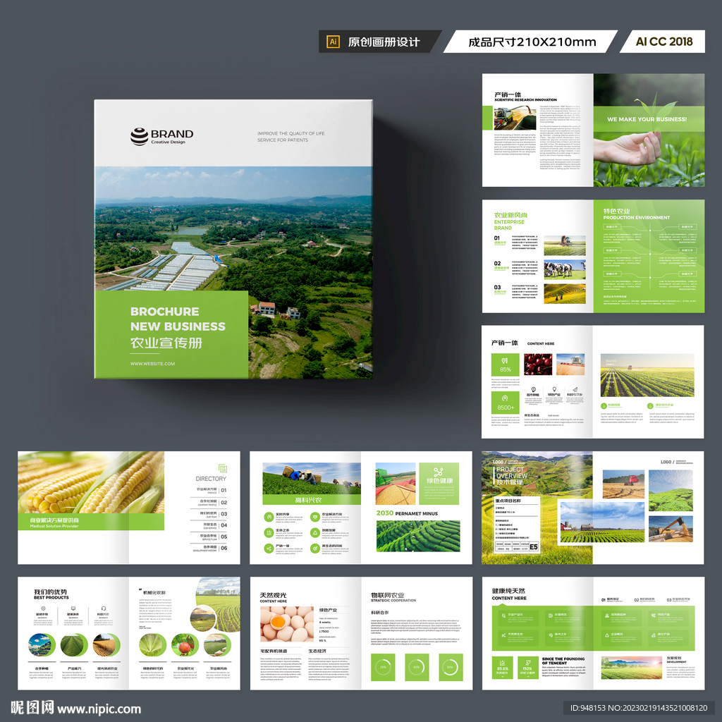 方形农业画册模板