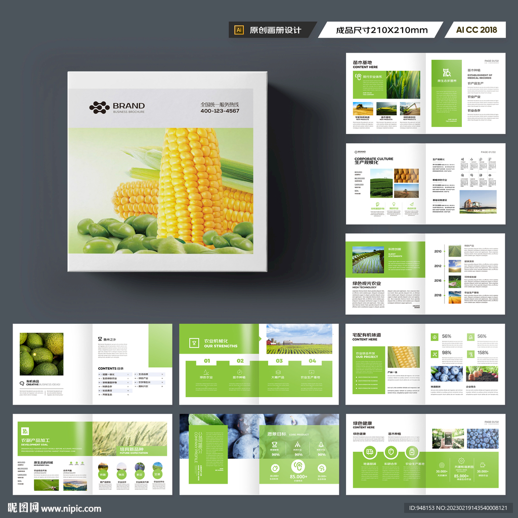 方形绿色农业画册
