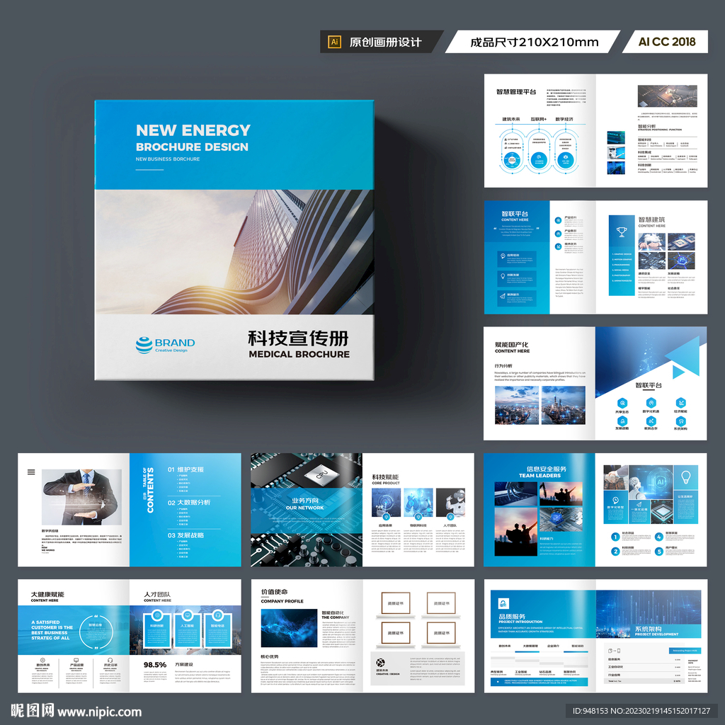 方形信息技术画册