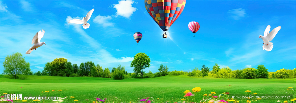 蓝天白云田园风光