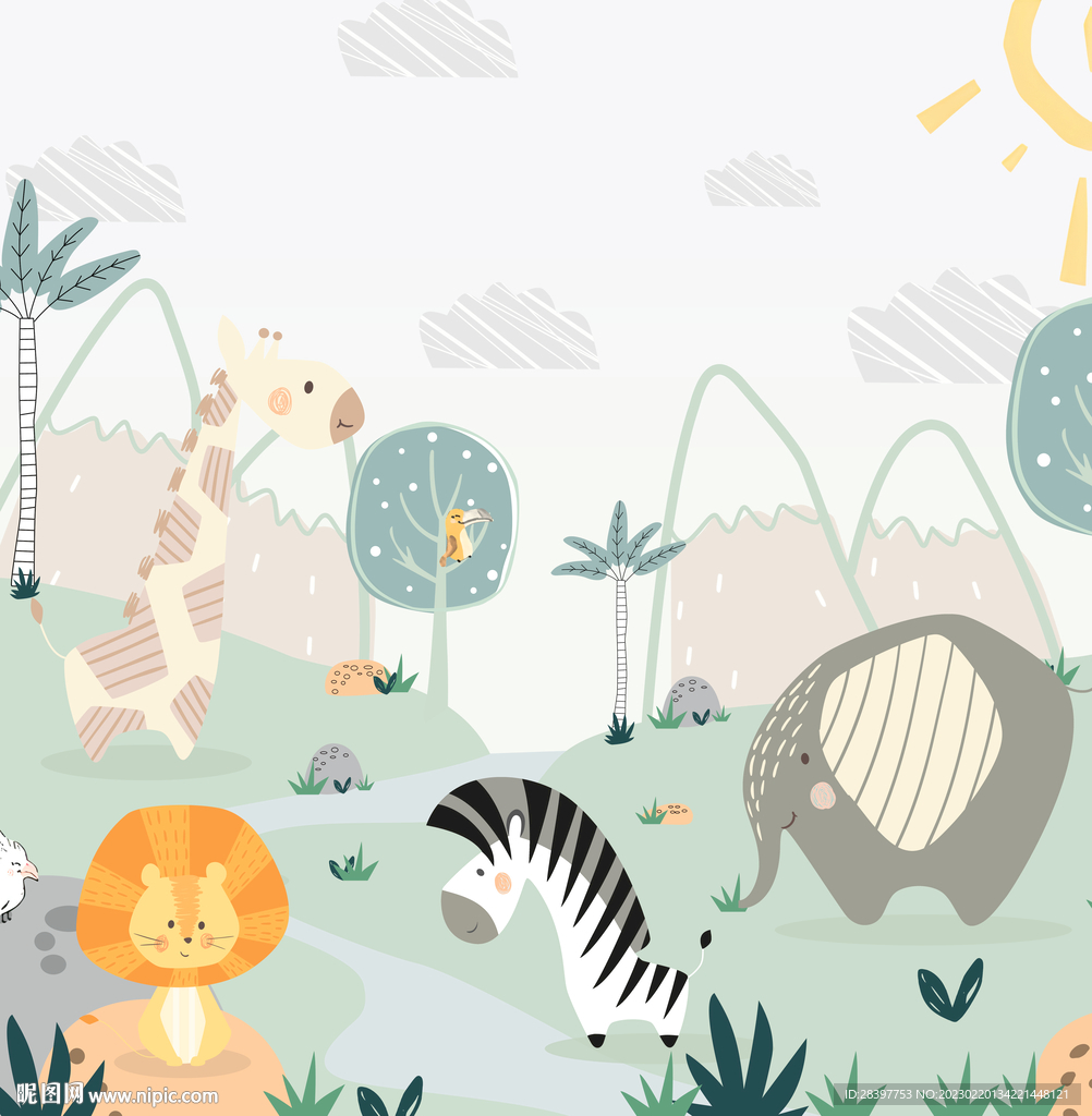 卡通动物世界背景