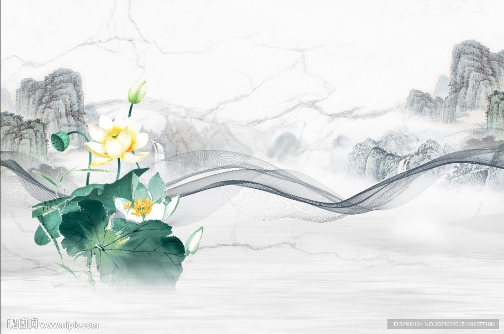 荷花背景墙