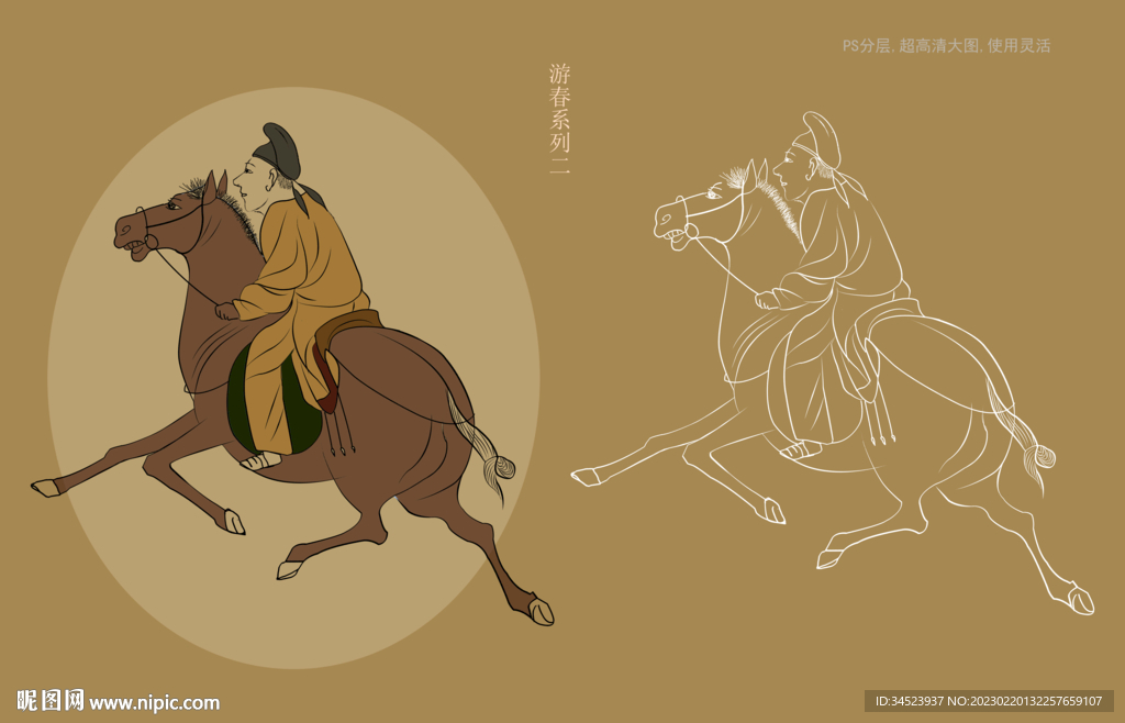 古人游春