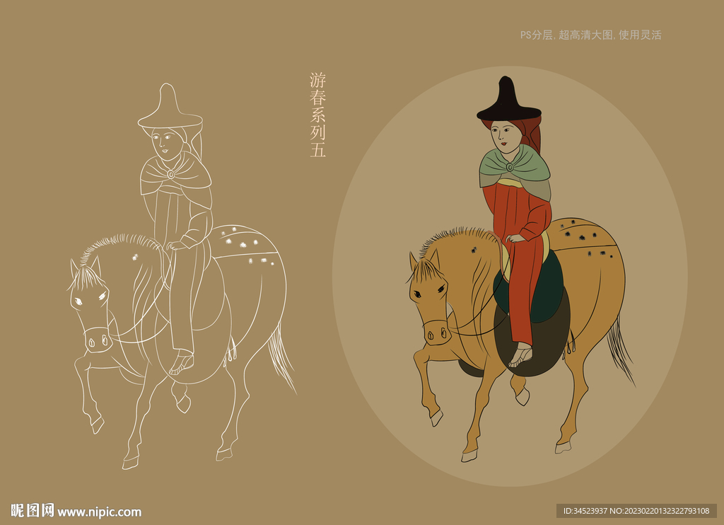 古人游春