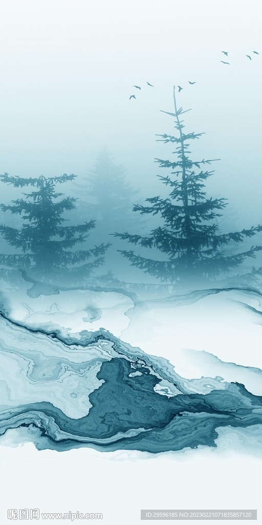 高档 意境玄关山水 Tif分层