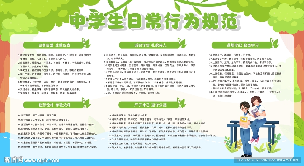 中学生日常行为规范展板