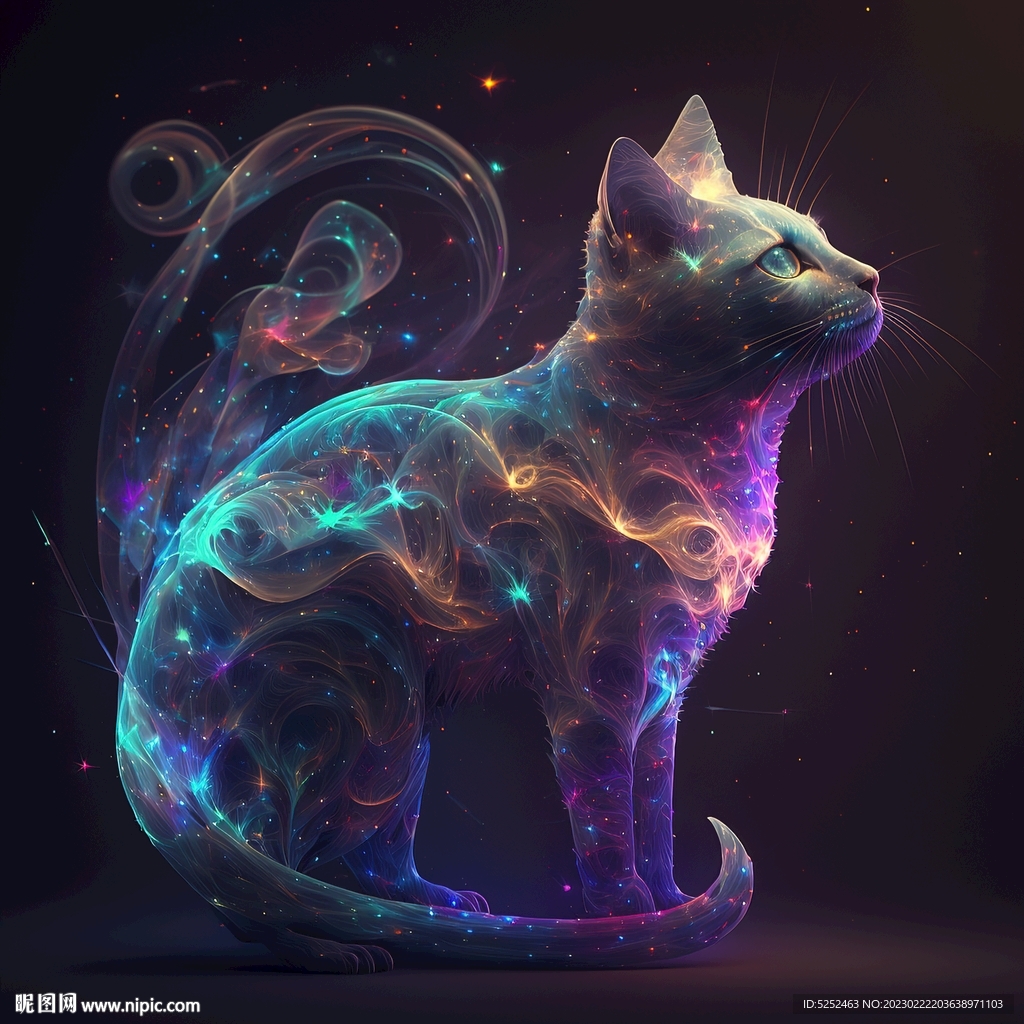 线条艺术小猫造型
