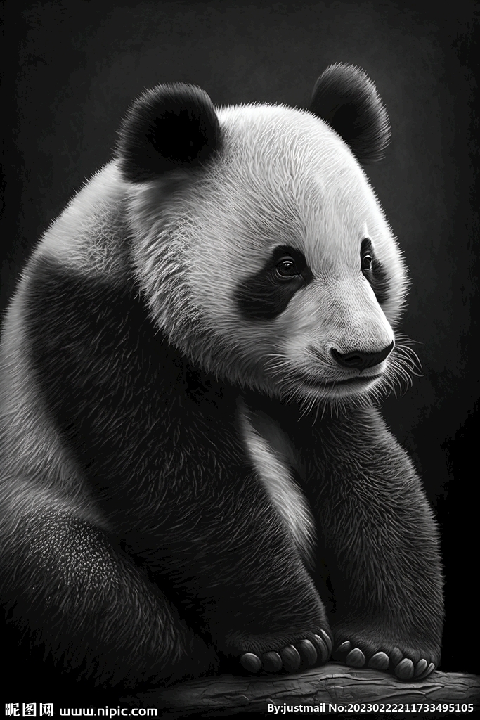 黑白画大熊猫