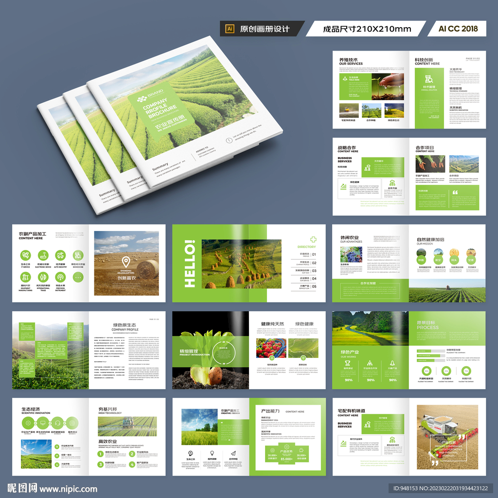 方形农业画册模板