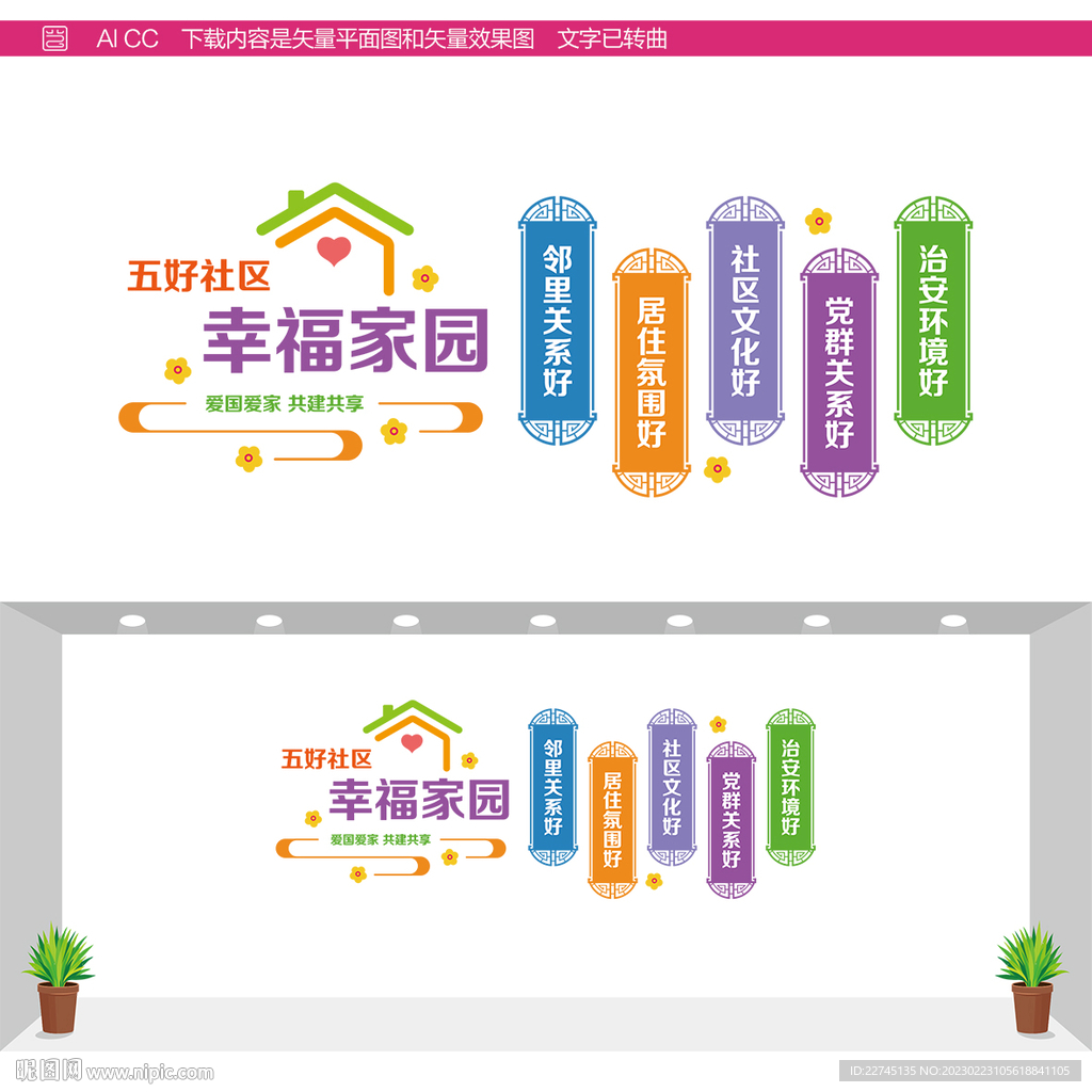 五好社区文化墙