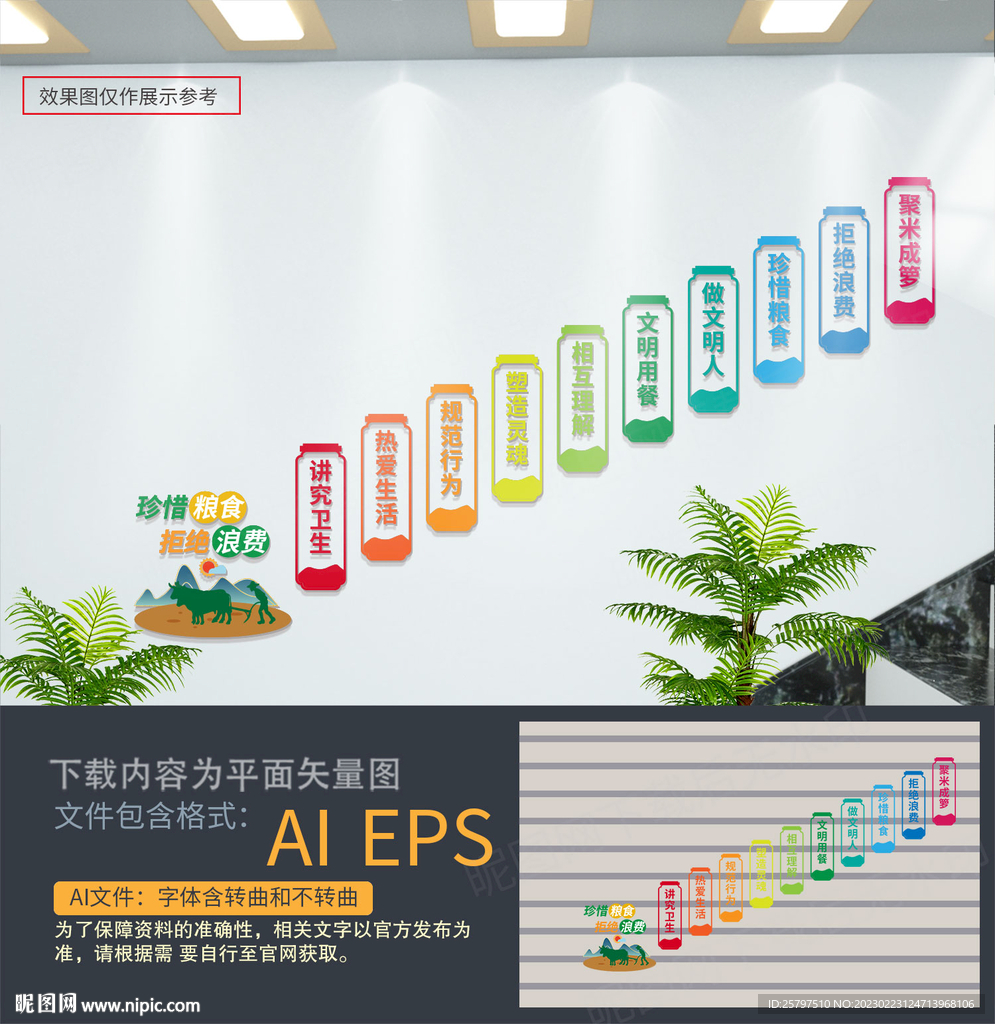 食堂楼梯间文化墙