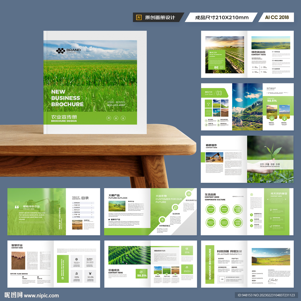 方形农业画册模板