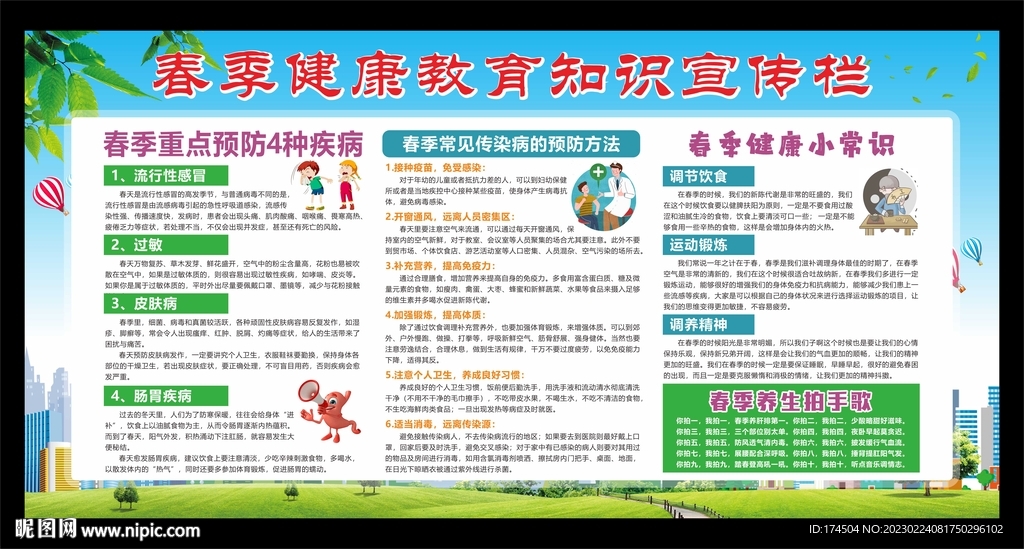 春季健康教育知识宣传栏
