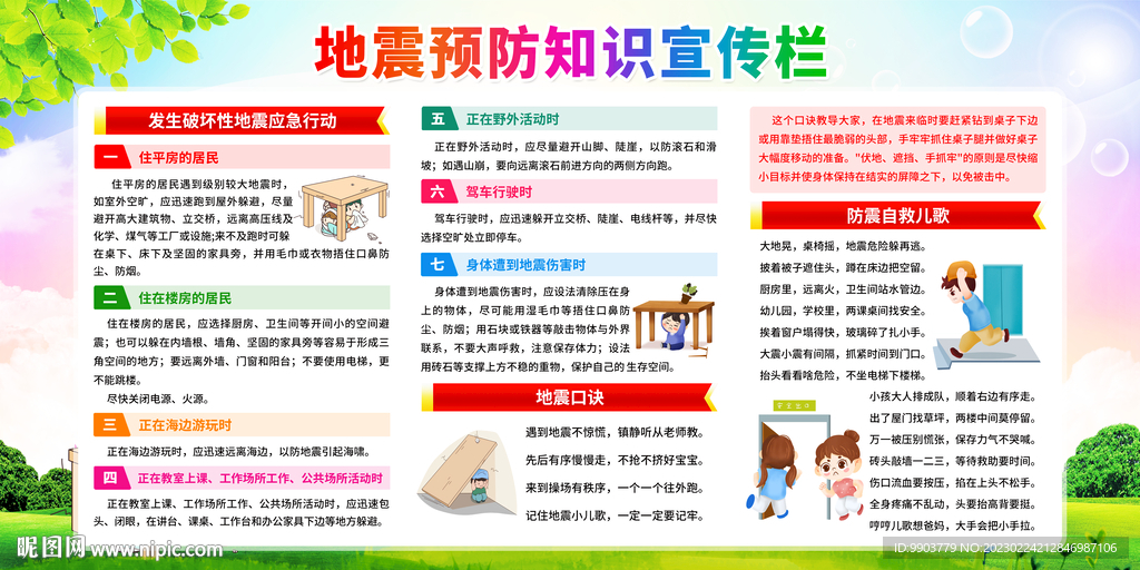 地震预防知识展板宣传栏