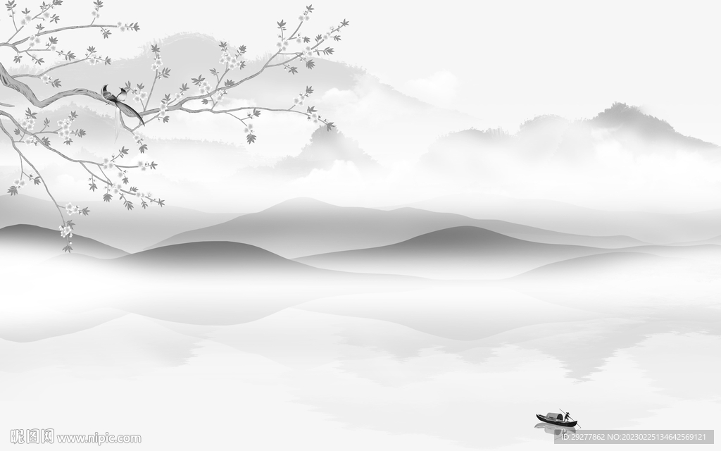 高雅 意境灰色山水 TIf分层