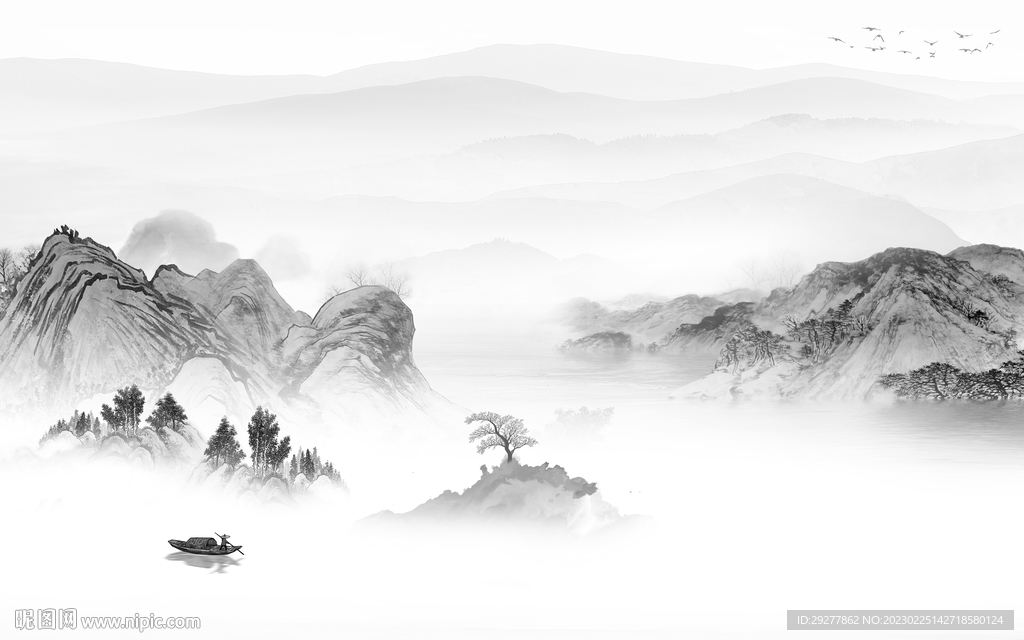 高档 意境灰色山水 TIf分层