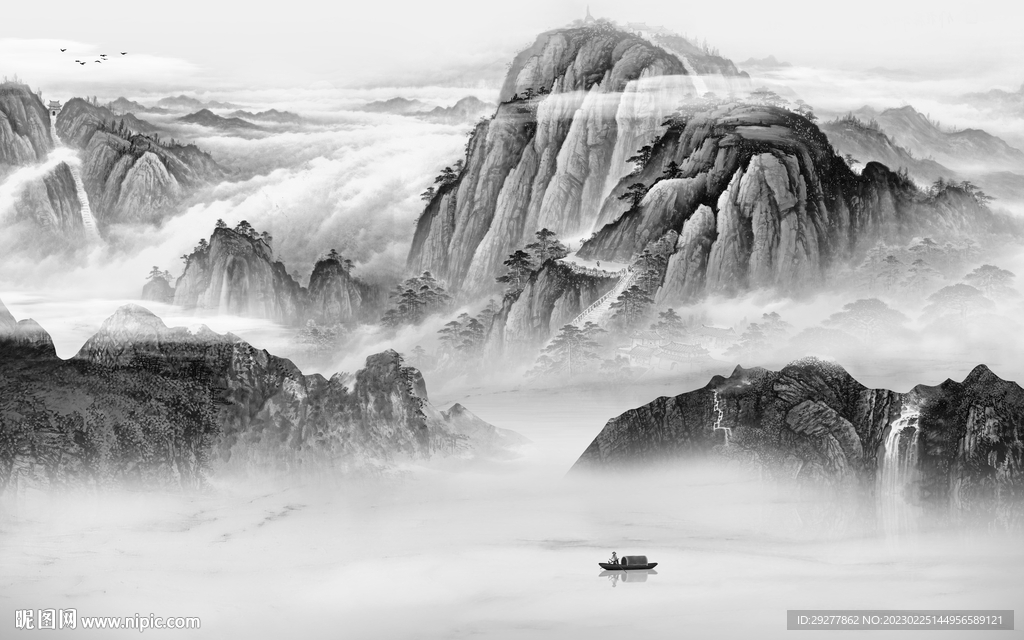 大气 意境灰色山水 TIf分层