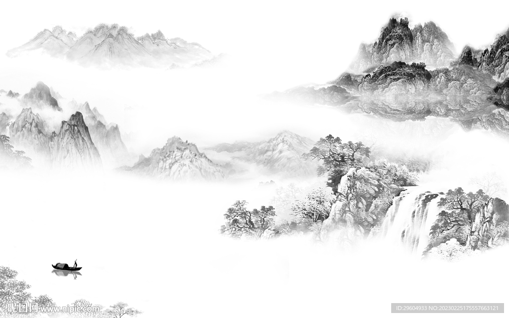 高端 灰色人气山水 TIf分层