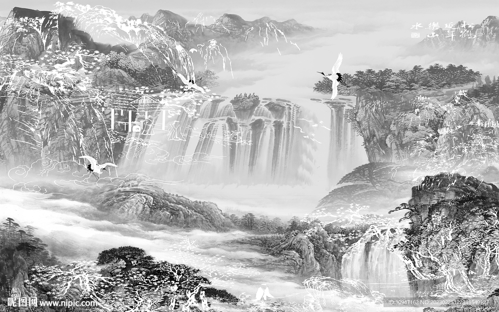 高档 高端灰色山水 TiF分层