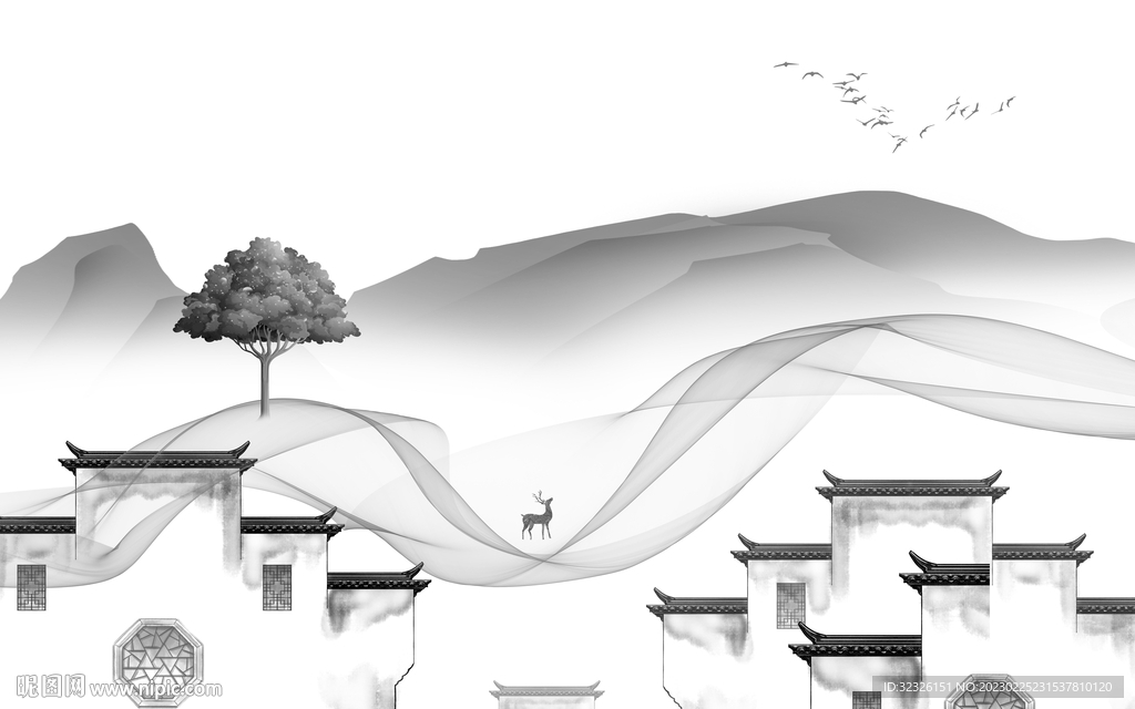 新款 高端高雅山水 tif分层