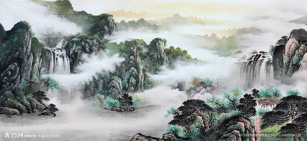 客厅风水画 国画财源滚滚图片