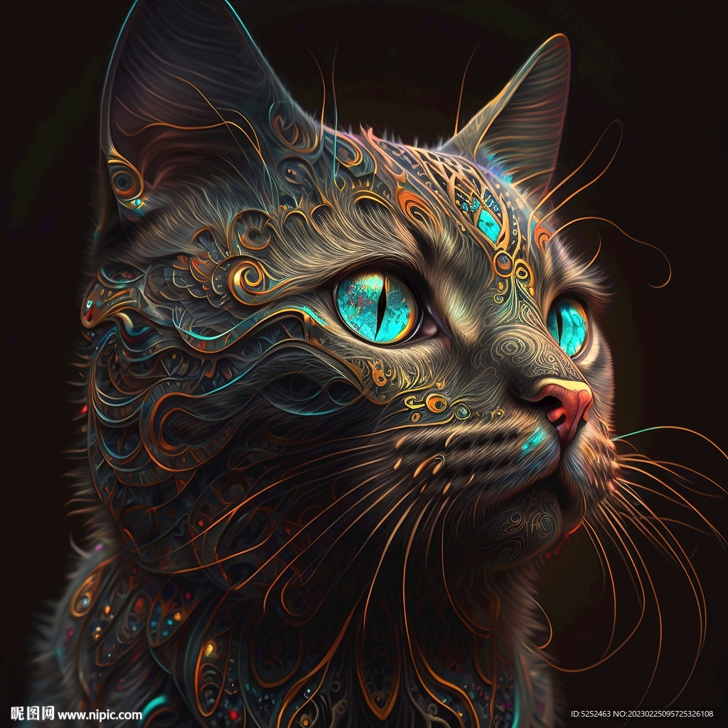 抽象艺术猫脸