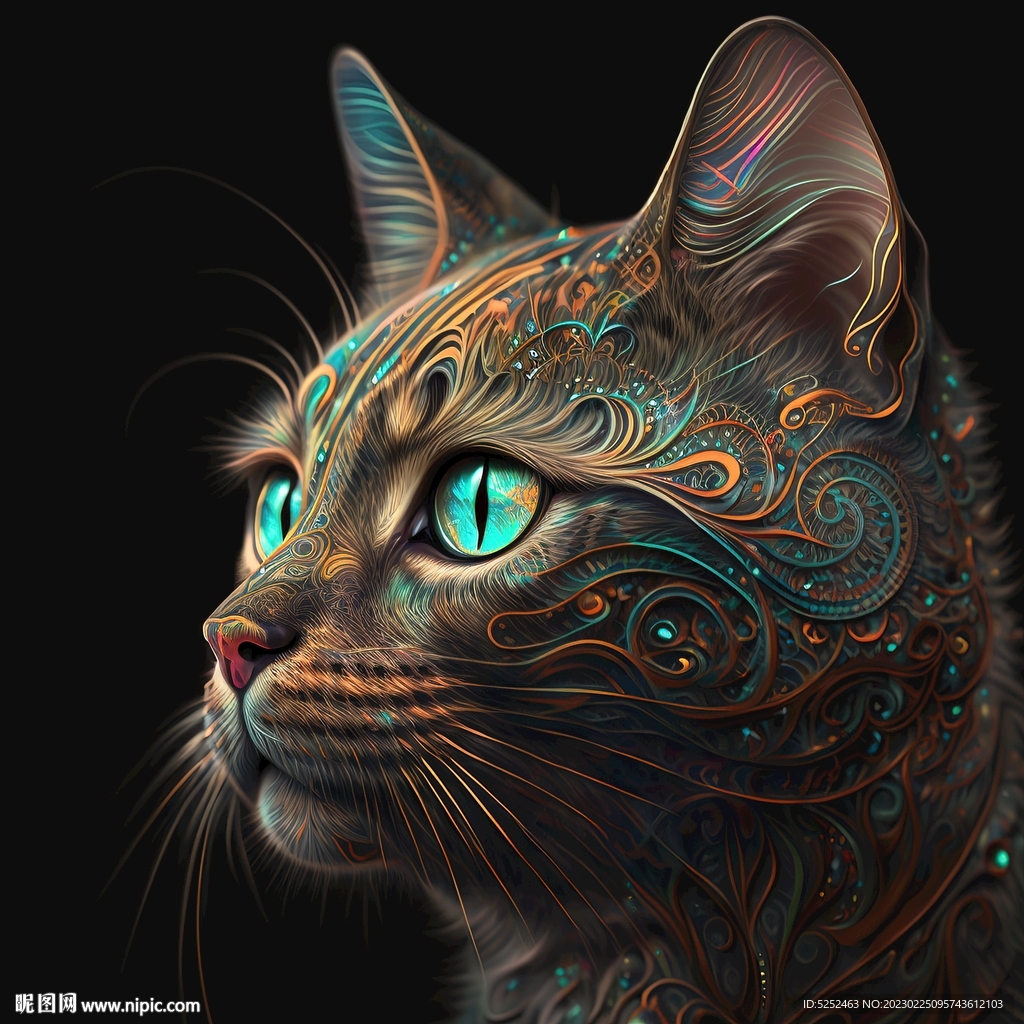抽象艺术猫脸