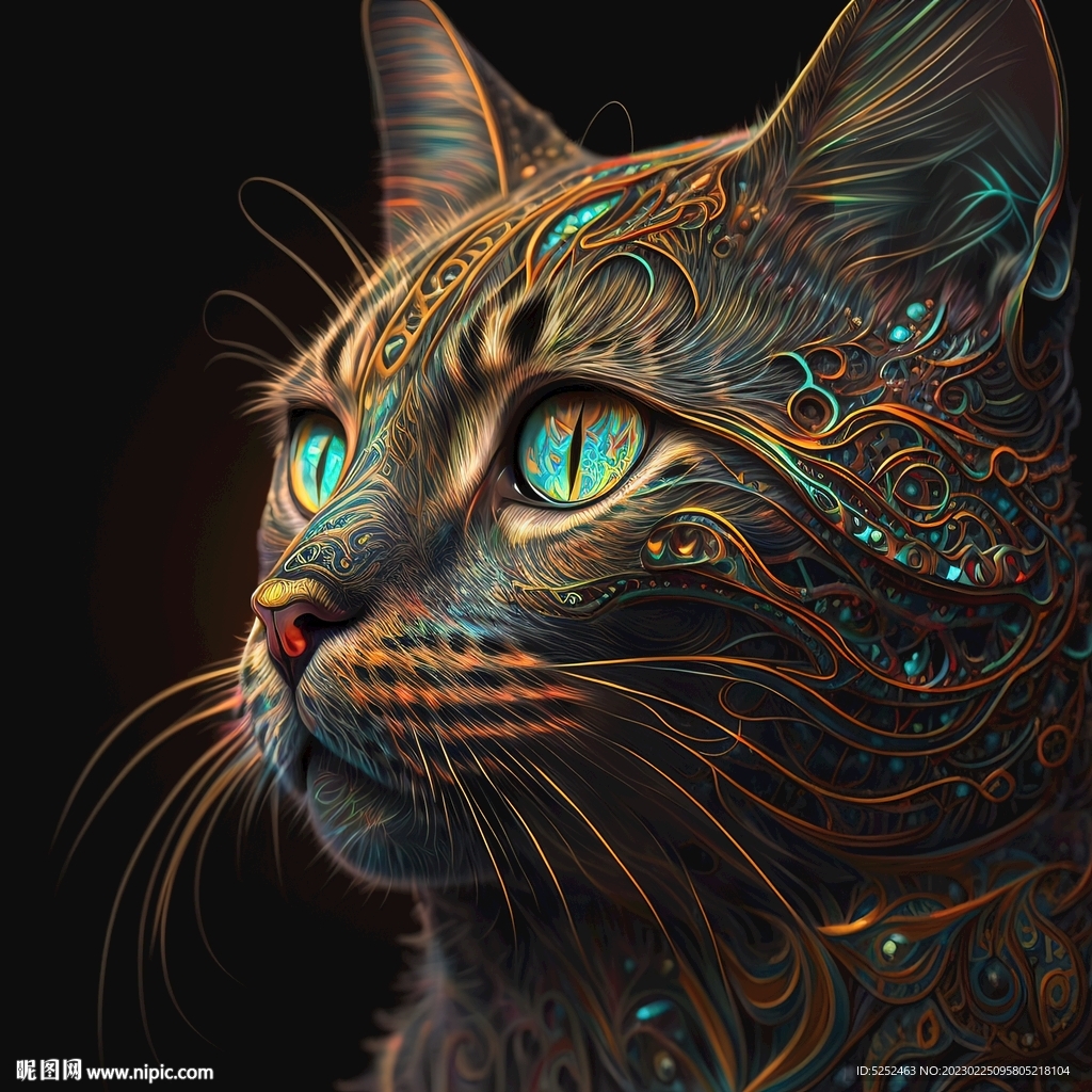 彩绘手绘猫头