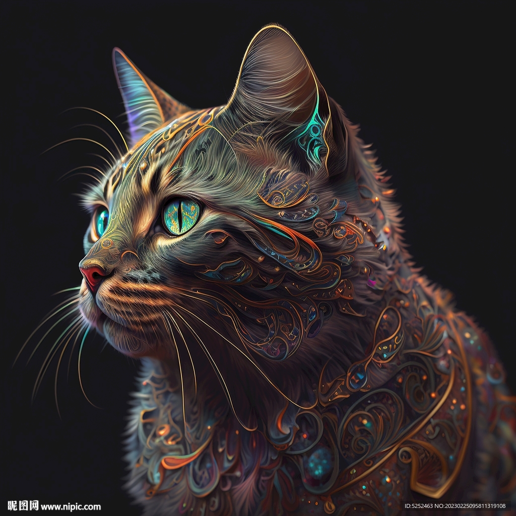 抽象艺术猫脸