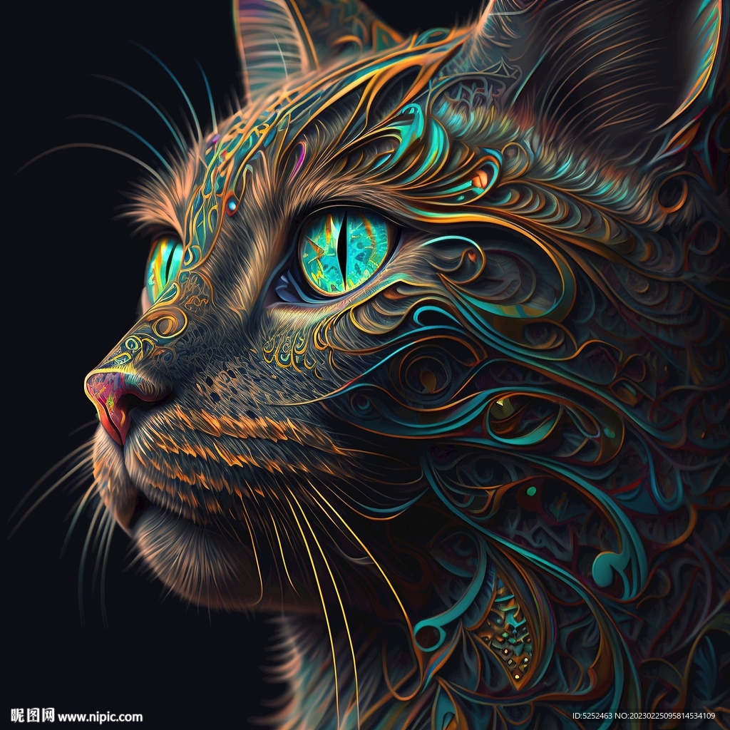 彩绘手绘猫头