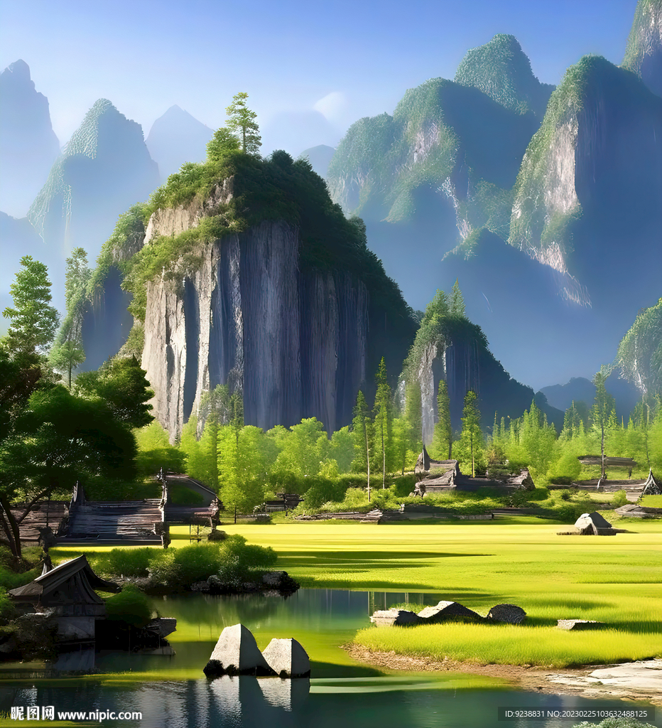 山水仙境背景墙