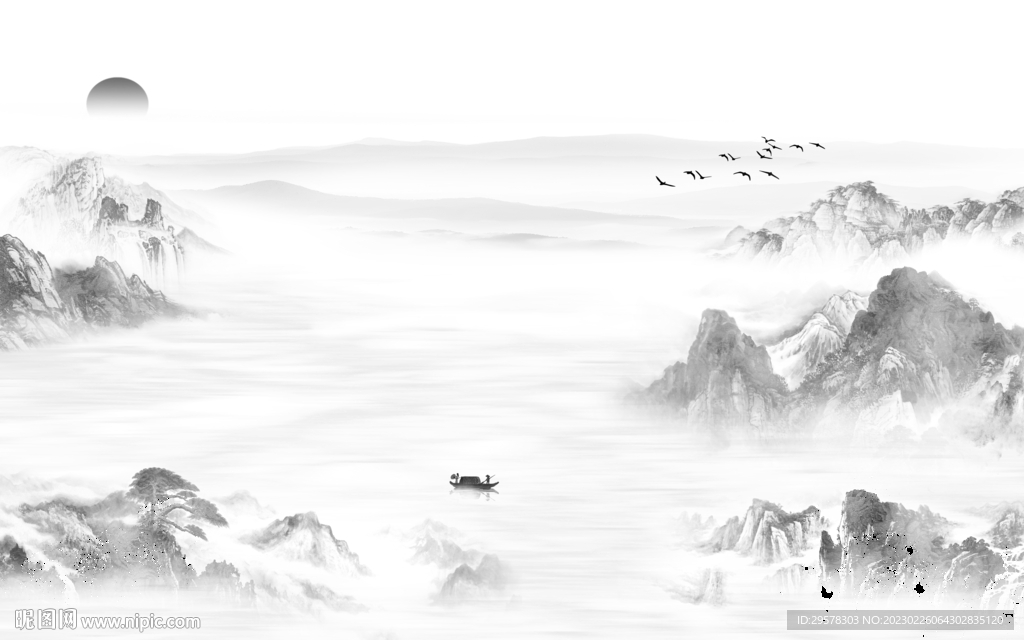 电视 灰色人气山水 tIf分层