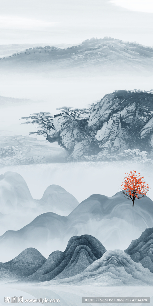 高档 新山水玄关画 TiF分层