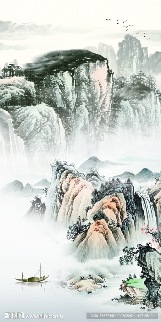 古风 新山水玄关画 TiF分层