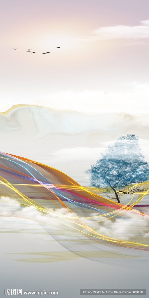 高档 家装山水玄关 tIf分层