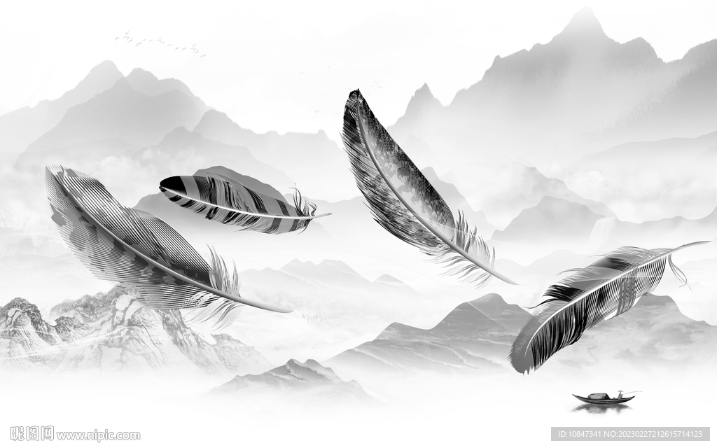 简约 灰色客厅山水 tIf分层