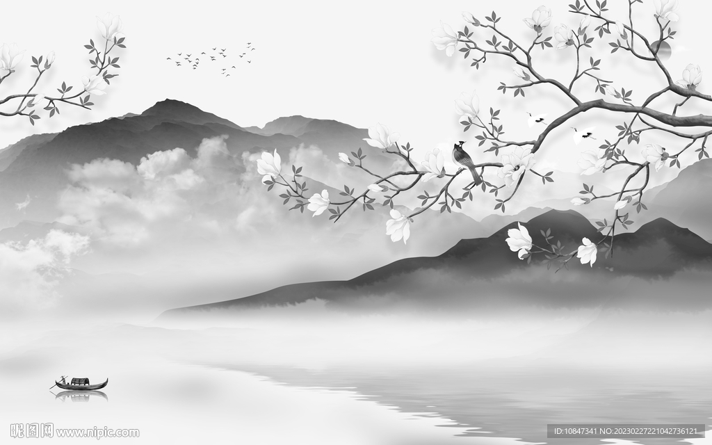 沙发 简约灰色山水 tIf分层