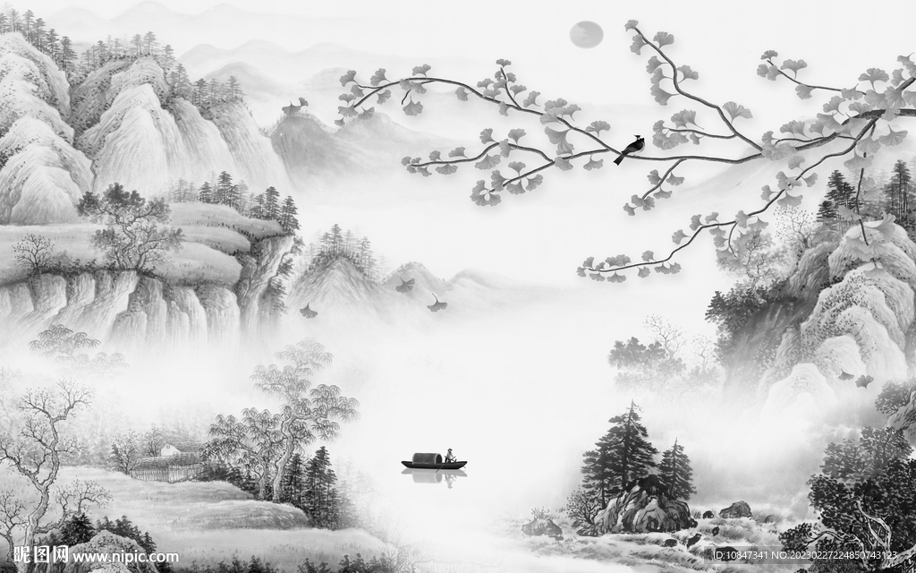 人气 简约灰色山水 tIf分层