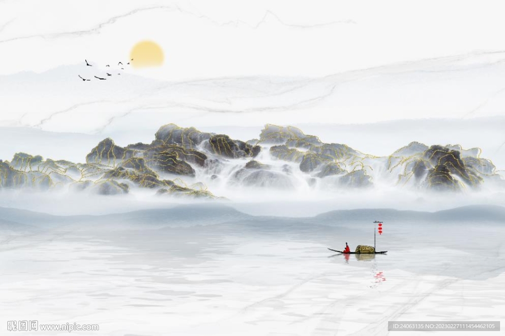 中式山水情背景墙