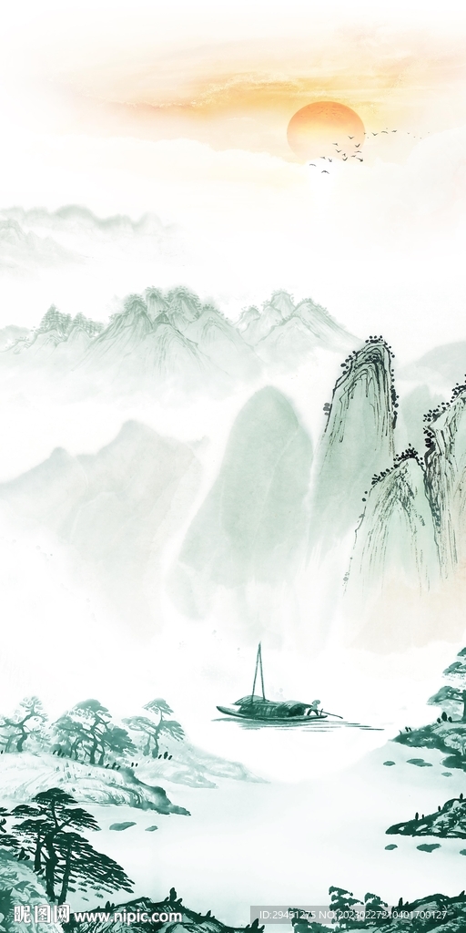 国风 山水意境玄关 TiF分层