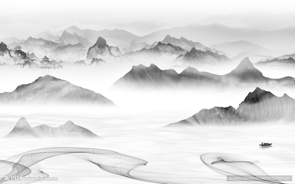 大气 沙发灰色山水 Tif分层