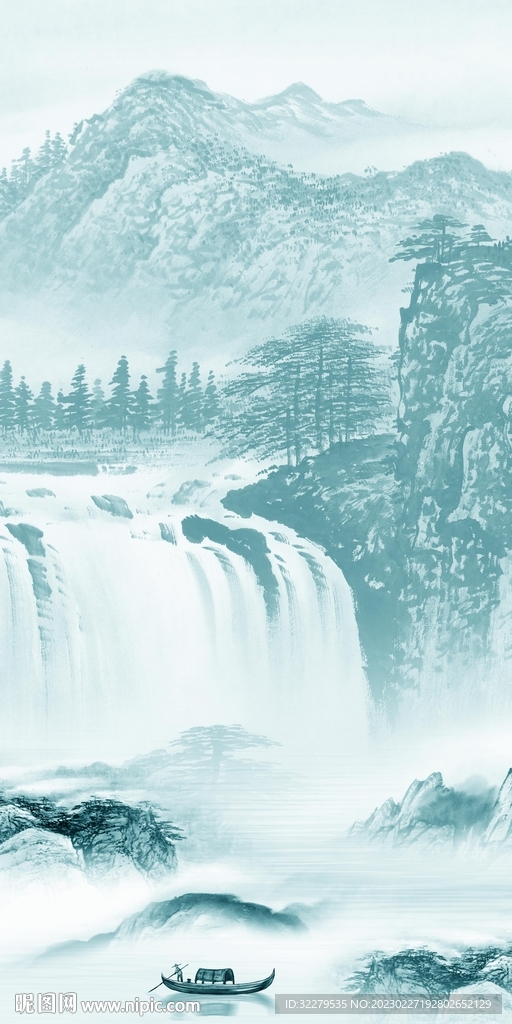 蓝色 中式爆款玄关 Tif分层