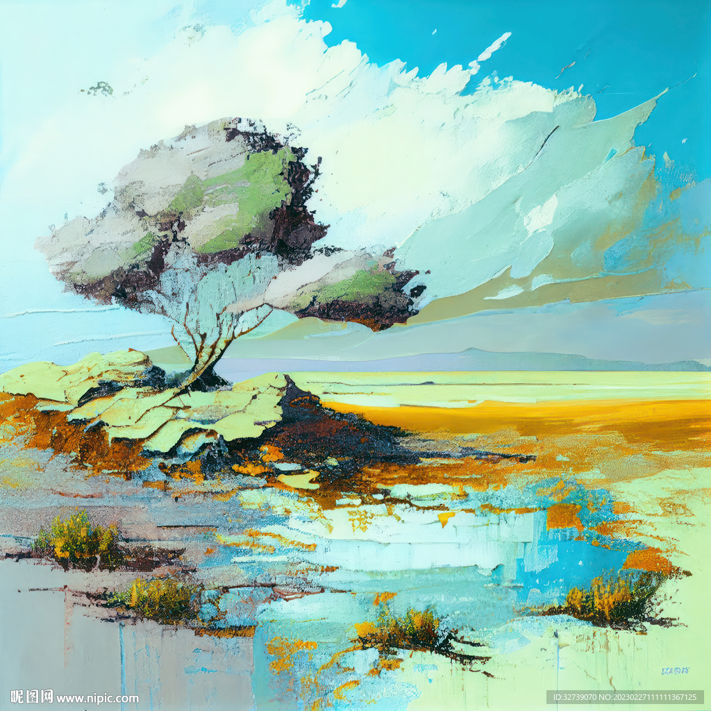 抽象油画 风景