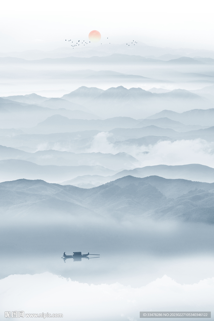 竖幅山水画