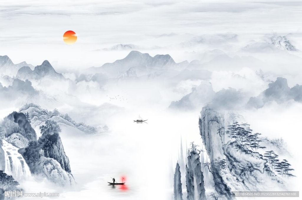 简约山水背景墙